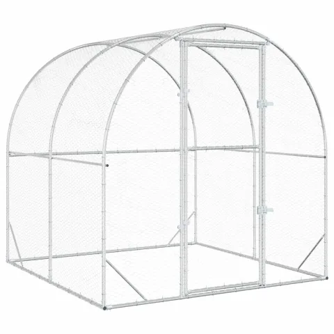 vidaXL Căsuță pentru pui Argintiu 200 x 200 x 200 cm Oțel Galvanizat