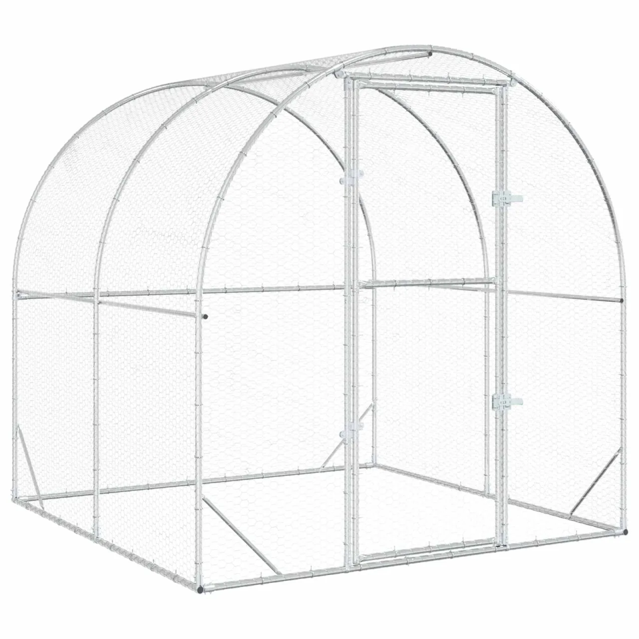 vidaXL Căsuță pentru pui Argintiu 200 x 200 x 200 cm Oțel Galvanizat