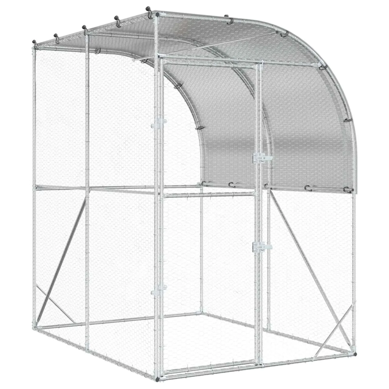 vidaXL Căsuță pentru pui Argintiu 200 x 200 x 215 cm Oțel Galvanizat