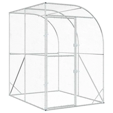 vidaXL Căsuță pentru pui Argintiu 200 x 200 x 215 cm Oțel Galvanizat