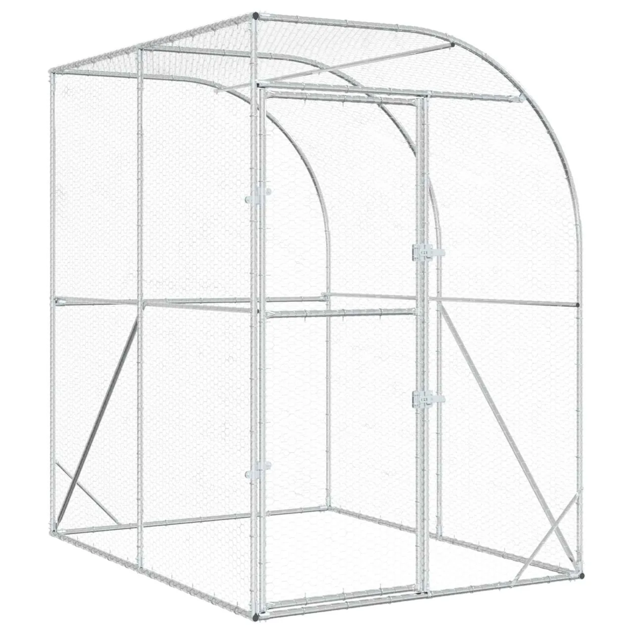 vidaXL Căsuță pentru pui Argintiu 200 x 200 x 215 cm Oțel Galvanizat
