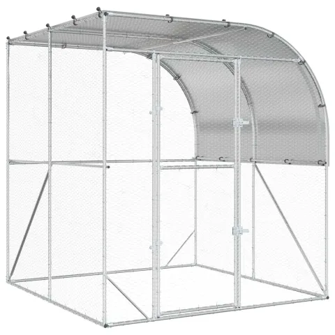 vidaXL Căsuță pentru pui Argintiu 200 x 200 x 215 cm Oțel Galvanizat
