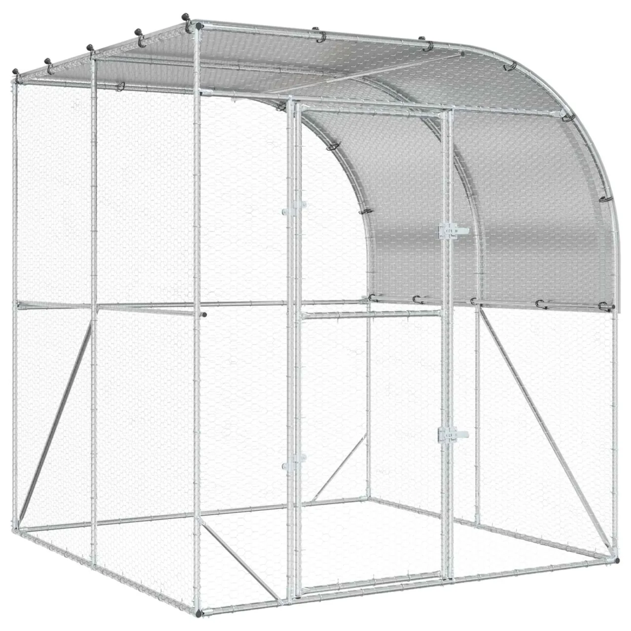 vidaXL Căsuță pentru pui Argintiu 200 x 200 x 215 cm Oțel Galvanizat