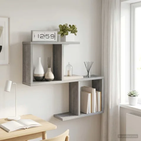 vidaXL Raft de perete Sonoma gri 60 x 12 x 50,5 cm Lemn prelucrat