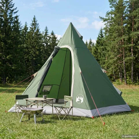 vidaXL 3 persoană Verde Poliester 185T cu acoperire PU