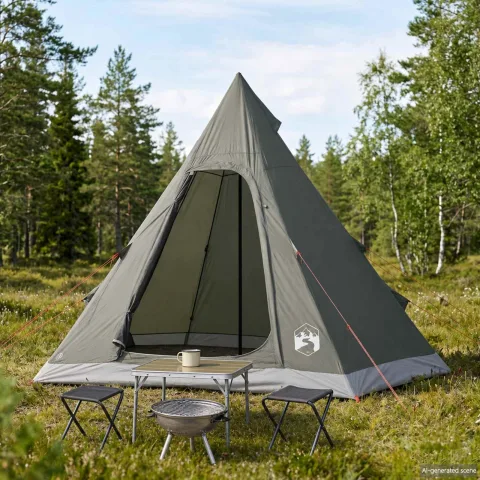 vidaXL 3 persoană Verde Army Poliester 185T cu acoperire PU