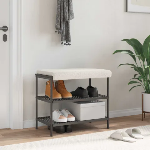 vidaXL Perna pentru bancă Țesătura Sherpa Crem Adâncime 35 cm