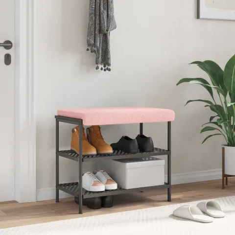 vidaXL Perna pentru bancă Țesătura Sherpa Roz Adâncime 35 cm