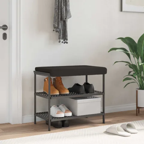 vidaXL Perna pentru bancă Țesătura Sherpa Negru Adâncime 35 cm