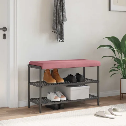 vidaXL Perna pentru bancă Catifea Roz Adâncime 35 cm