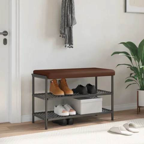 vidaXL Perna pentru bancă Piele artificială Maro Adâncime 35 cm