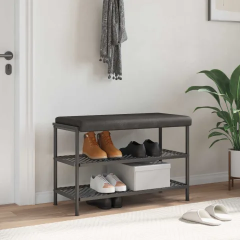 vidaXL Perna pentru bancă Piele artificială Negru Adâncime 35 cm