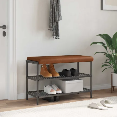 vidaXL Perna pentru bancă Piele artificială Maro Adâncime 35 cm