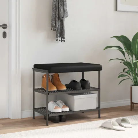 vidaXL Perna pentru bancă Piele artificială Negru Adâncime 35 cm