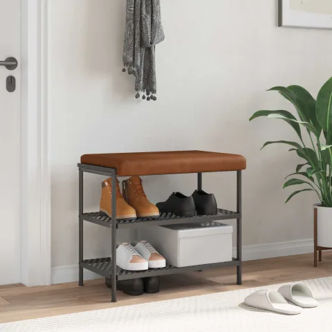 vidaXL Perna pentru bancă Piele artificială Maro Adâncime 35 cm