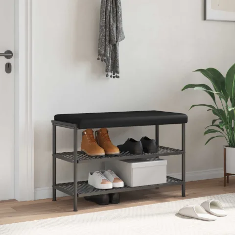 vidaXL Perna pentru bancă Microfibră Negru Adâncime 35 cm