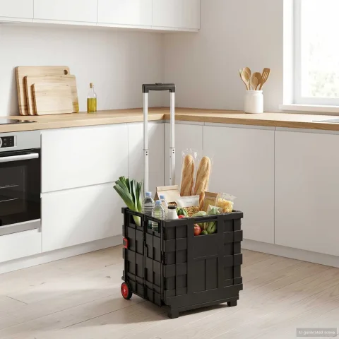 vidaXL Cărucior Manual Negru și roșu 35 x 39 x 92 cm PP și elastomer