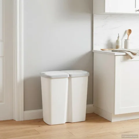 vidaXL Coș de gunoi Alb 48,5 x 28 x 51 cm PP