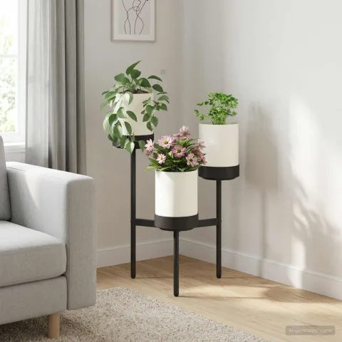 vidaXL Suport pentru flori Alb 54 x 49 x 81 cm Polipropilenă și Oțel