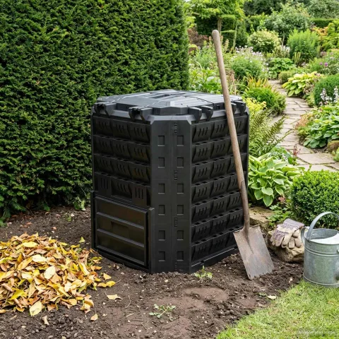 vidaXL Compostor de grădină Negru 71 x 71 x 81,5 cm 100% PP