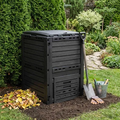 vidaXL Compostor de grădină Negru 59,5 x 60 x 81,5 cm 280 l 100% PP