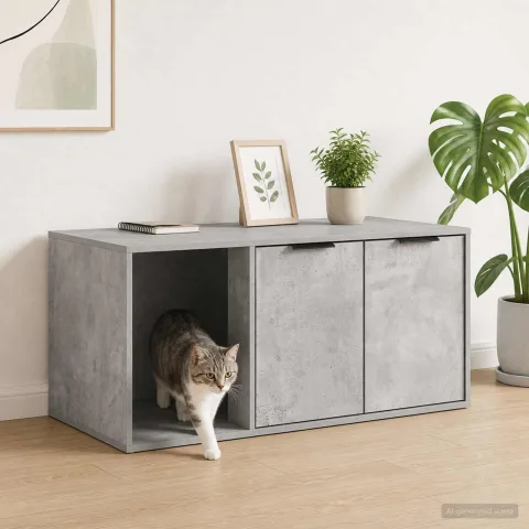 vidaXL Mobilier pentru pisici Gri Beton 100 x 49 x 45 cm