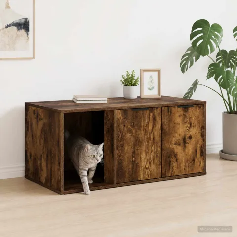 vidaXL Mobilier pentru pisici Stejar fumuriu 100 x 49 x 45 cm