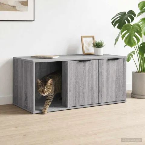 vidaXL Mobilier pentru pisici Sonoma gri 100 x 49 x 45 cm