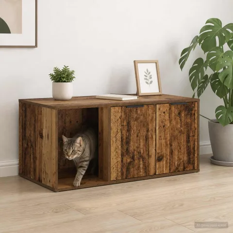 vidaXL Mobilier pentru pisici Lemn vechi 100 x 49 x 45 cm