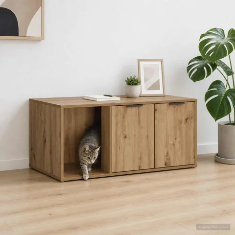 vidaXL Mobilier pentru pisici Stejar Artizanal 100 x 49 x 45 cm