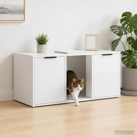 vidaXL Mobilier pentru pisici Alb 100 x 49 x 45 cm Lemn prelucrat