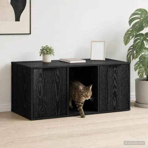 vidaXL Mobilier pentru pisici Stejar Negru 100 x 49 x 45 cm
