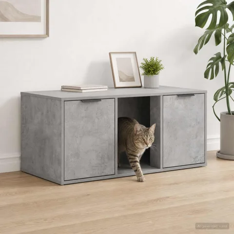 vidaXL Mobilier pentru pisici Gri Beton 100 x 49 x 45 cm