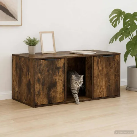 vidaXL Mobilier pentru pisici Stejar fumuriu 100 x 49 x 45 cm