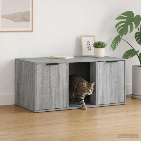 vidaXL Mobilier pentru pisici Sonoma gri 100 x 49 x 45 cm