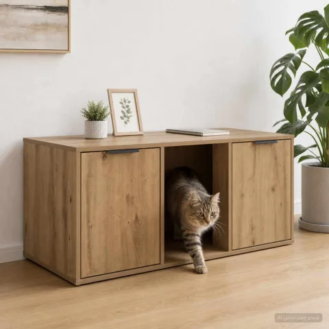 vidaXL Mobilier pentru pisici Stejar Artizanal 100 x 49 x 45 cm