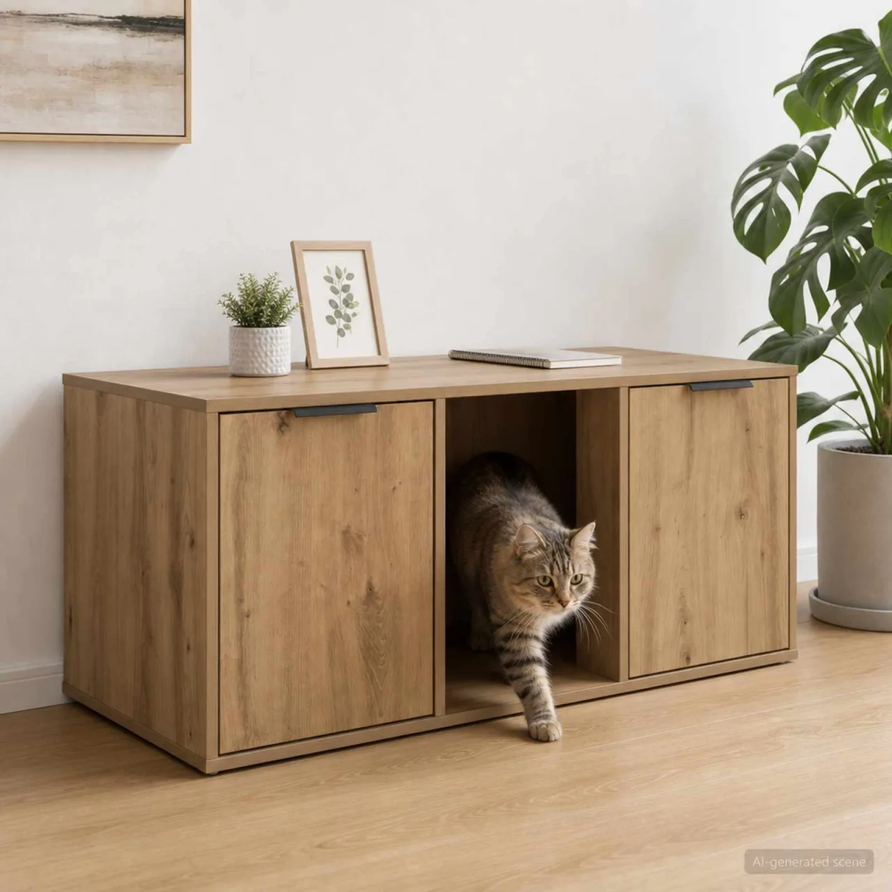 vidaXL Mobilier pentru pisici Stejar Artizanal 100 x 49 x 45 cm