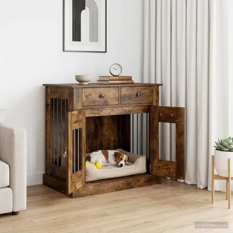 vidaXL Mobilă pentru cușcă de câine Stejar fumuriu 80 x 47,5 x 80 cm