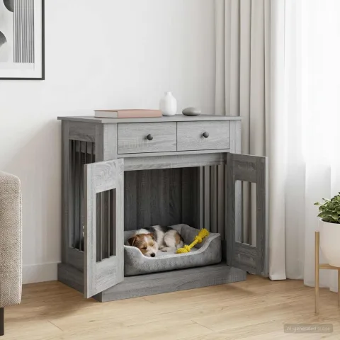 vidaXL Mobilă pentru cușcă de câine Sonoma gri 80 x 47,5 x 80 cm