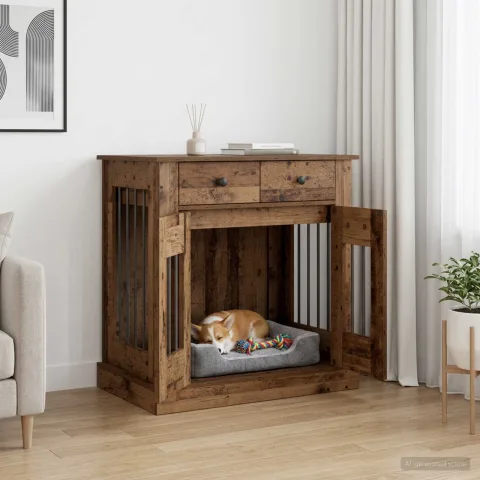 vidaXL Mobilă pentru cușcă de câine Lemn vechi 80 x 47,5 x 80 cm