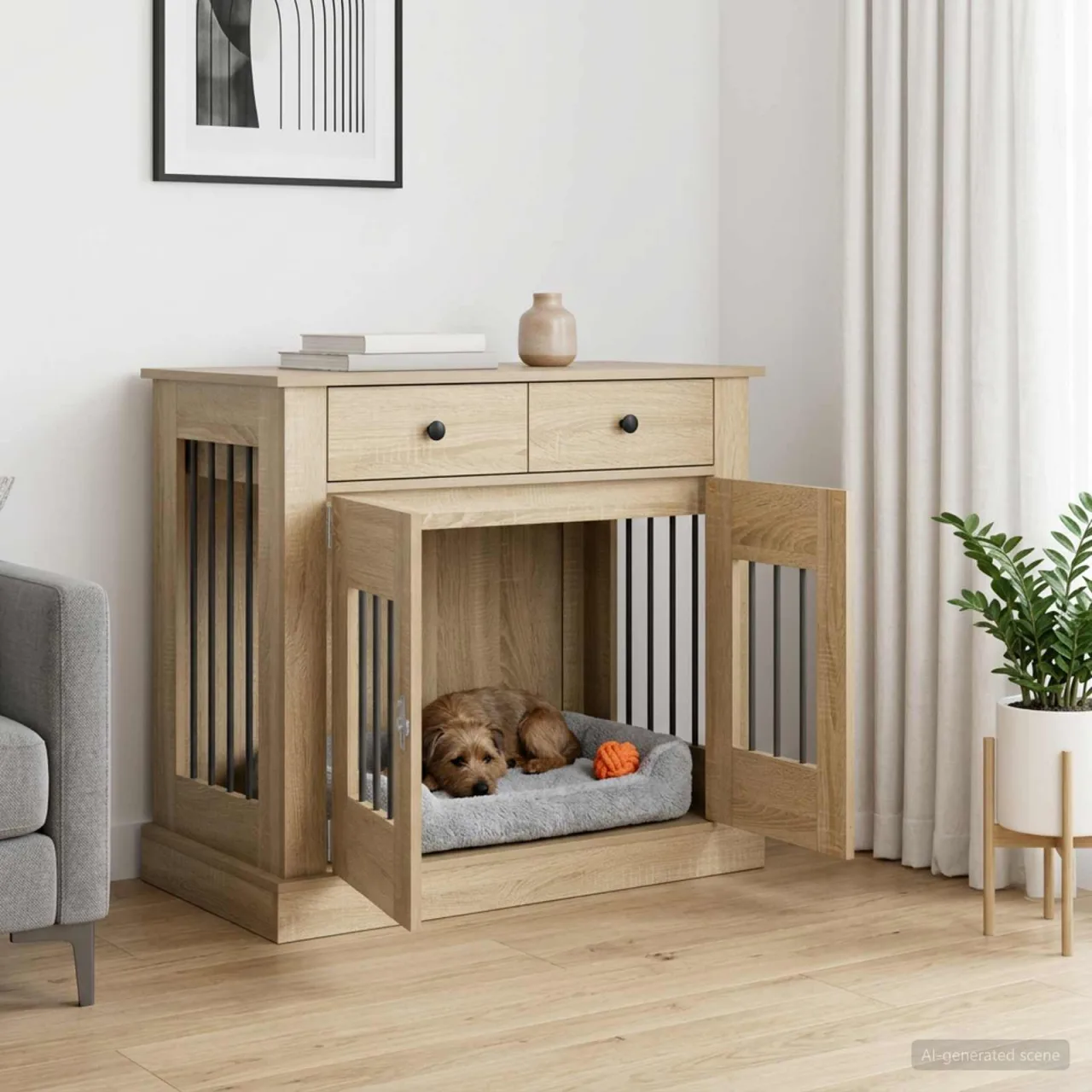 vidaXL Mobilă pentru cușcă de câine Stejar Sonoma 90 x 47,5 x 80 cm