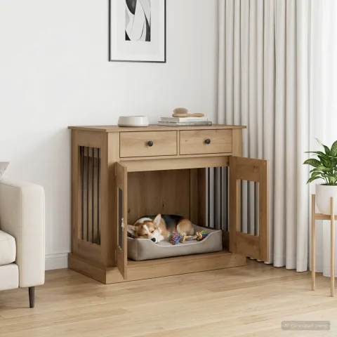 vidaXL Mobilă pentru cușcă de câine Stejar Artizanal 90 x 47,5 x 80 cm
