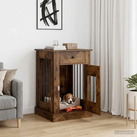 vidaXL Mobilă pentru cușcă de câine Stejar fumuriu 50 x 47,5 x 80 cm