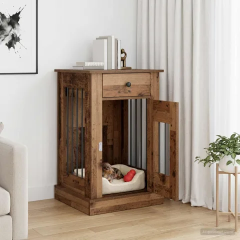 vidaXL Mobilă pentru cușcă de câine Lemn vechi 50 x 47,5 x 80 cm
