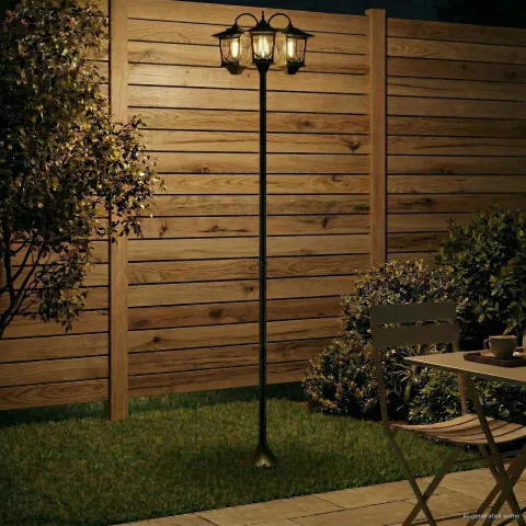 vidaXL Lampă solară de exterior with LED Bulb Negru