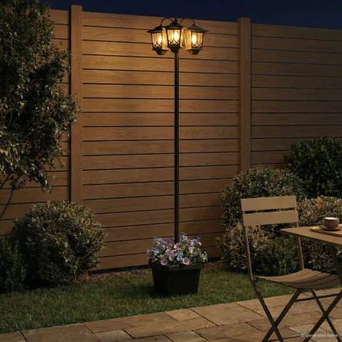 vidaXL Lampă solară de exterior with LED Bulb Negru
