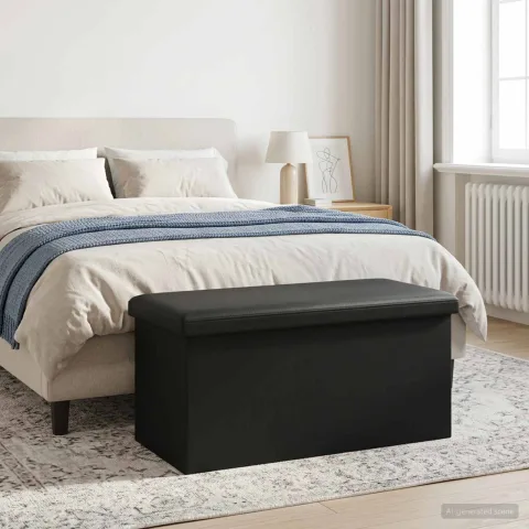 vidaXL Bancă de depozitare pliabilă Negru 180 kg 80 L 77 x 38 x 38 cm