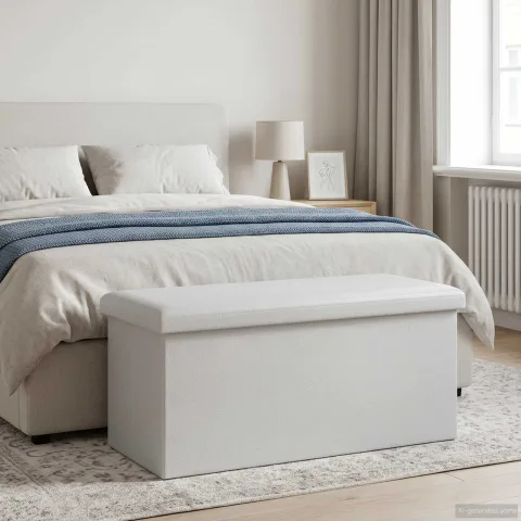 vidaXL Bancă de depozitare pliabilă Alb 180 kg 80 L 77 x 38 x 38 cm