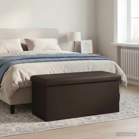 vidaXL Bancă de depozitare pliabilă Maro 180 kg 80 L 77 x 38 x 38 cm