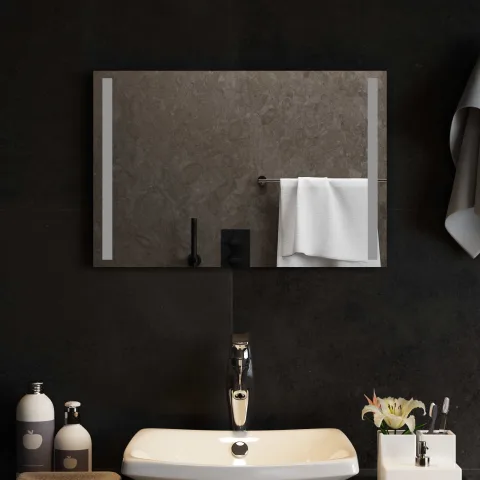 vidaXL Oglindă de baie cu LED Transparent 60 x 40 cm sticlă securizată